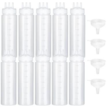 Imagem de Uceoo Garrafa de apertar de 3 furos para molhos, garrafas de plástico para condimentos, dispensadores de molho de tomate para ketchup, molho de churrasco, oficina de pintura, artesanato de panqueca