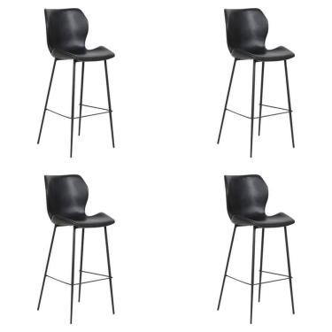 Imagem de Kit 4 Banquetas Alta Com Encosto Para Bancada Cozinha Penha R02 Sintético Preto - Mpozenato