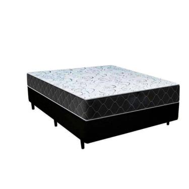 Imagem de Cama Box Casal Sintético Preto Com Colchão Espuma D33 Marrocos 30cm