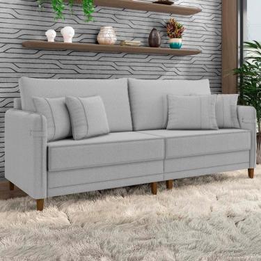 Imagem de Sofá 3 Lugares Living 232cm Pé Madeira Zoe Boucle Cinza Z08 - Mpozenato
