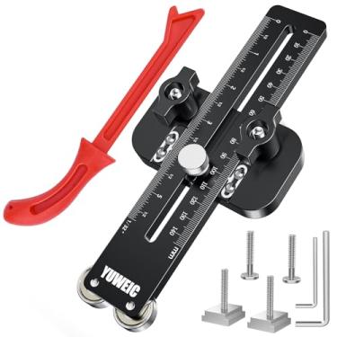 Imagem de YUWEIC Guia de gabarito de serra de mesa Thin Rip Jig, 2 polias com bloco de empurrar para cortar tiras estreitas repetitivas, guia de serra de mesa serve para slot em T de 0,9 cm x 9,5 cm e ranhura