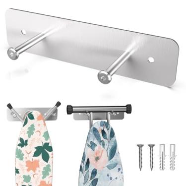 Imagem de ZHMY Suporte de parede para tábua de passar roupa, cabide de tábua de passar com ganchos ajustáveis para lavanderias, gancho de tábua de ferro de aço inoxidável para parede para perna Y ou T