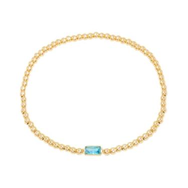 Imagem de Pulseira de pedra do mês de nascimento delicada para mulheres – Pulseiras elásticas modernas de amizade joias de aniversário presentes para aniversário, Natal, Dia dos Namorados, One Size, Aço de