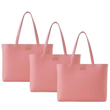 Imagem de Bolsa Feminina Sacola Grande Kit Com 3 Peças Universitária De Ombro (Rose)