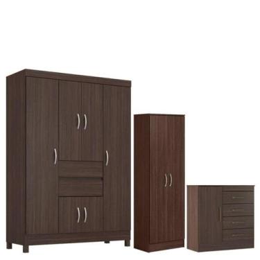 Imagem de Guarda Roupa Casal Ecom 2 Com Multiuso Golden Com Cômoda Montevidéu Ca