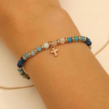 Imagem de Pulseira feminina Embtrem com pedras curativas Life Is Tough But So Are You Inspirational Jewelry Gift for Women, Medium, Latão, Sem Pedra Preciosa