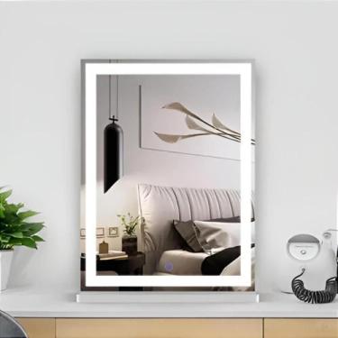 Imagem de Espelho LED com Base de MDF para Penteadeira - Iluminação Touch Screen