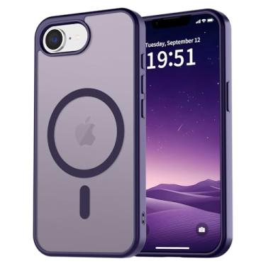 Imagem de vnnink Capa para iPhone 16e, capa magnética fosca de proteção contra quedas de grau militar translúcida - Capa protetora protetora contra choques fina, resistente, durável, à prova de choque - roxo