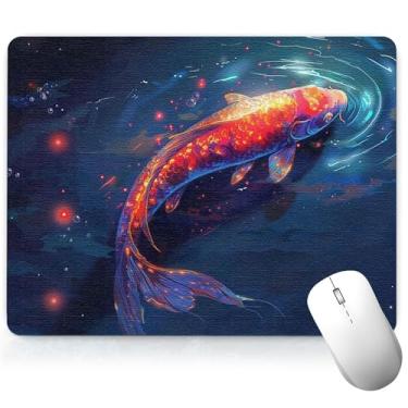 Imagem de Almofada de mesa de couro para peixe, mouse pad de arte colorida, teclado de computador, mousepad para jogos, protetor e capa à prova d'água, capa decorativa de couro PU, tapete de mouse para laptop