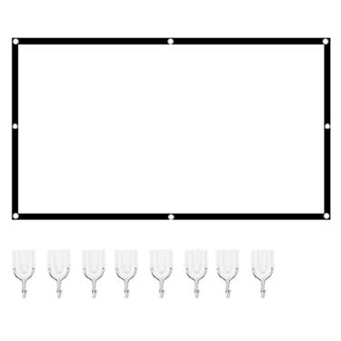 Imagem de Pissente Tela de Projeção Portátil, Cortina de Projeção Dobrável HD 16:9 Com Furos para Home Theater e Cinema Ao Ar Livre, Material Em Poliéster Branco (100 polegadas)