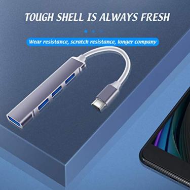 Imagem de ASHATA Adaptador Compacto de 4 Portas USB C Hub Plug and Play para PC, Laptop, Telefones Celulares, Material de Liga de Alumínio (#91)