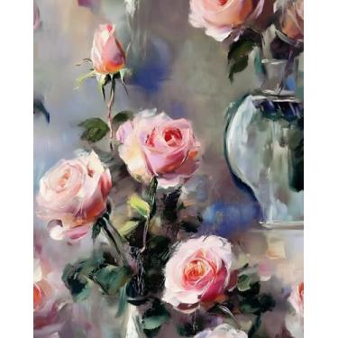 Imagem de Papel de parede floral rosa descasque e cole Moody aquarela rosa flor autoadesivo papel de parede para meninas banheiro quarto armário vinil impermeável removível fazenda dormitório amigável para