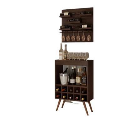 Imagem de Aparador De Sala De Estar Com ArmáRio Para Vinhos, Bar Decorativo Montado Na Parede(Imbuia)