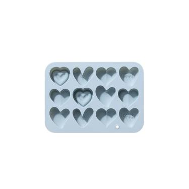 Imagem de Conjunto de moldes de silicone em forma de coração – 12 peças para fazer velas para artesanato de resina, velas e sabonete, azul