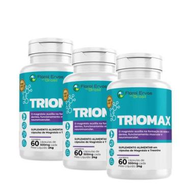 Imagem de Treo nato 3 x 60 Cápsulas 500mg Magné sio 180 cáps Triomax Malato Que 
