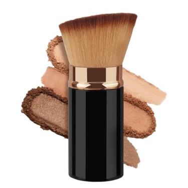 Imagem de Pincel Kabuki preto retrátil para líquido, viagem retrátil, pincel Kabuki, portátil, perfeito para pincel de base, blush em pó, polimento, líquido, creme (preto)
