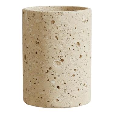 Imagem de Suporte de escova de dentes de mármore natural com base de veludo - Organizador de banheiro elegante para segurar escovas de dentes, ferramentas de maquiagem, canetas e utensílios de cozinha - Design