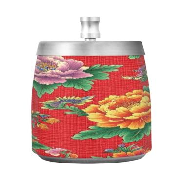 Imagem de Qilmy Cinzeiro tradicional de aço inoxidável com tampa - Cinzeiro de cigarro à prova de vento sem cheiro e sem fumaça para casa, escritório, carro, pátio, varanda (uso interno e externo)