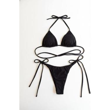 Imagem de Biquini Feminino Cortininha Calcinha Fio Duplo De Amarrar - GlauF, Pre