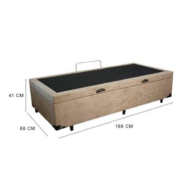 Imagem de Cama Box Baú Solteiro 88 Suede Bege Com Colchão Little Angel Mola Superlastic 63x88x188cm