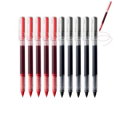 Imagem de GZBABY Canetas esferográficas rolantes, 10 peças, caneta esferográfica de ponta fina, caneta de gel para escrever anotações, diário, 0,5 mm (preta, vermelha)