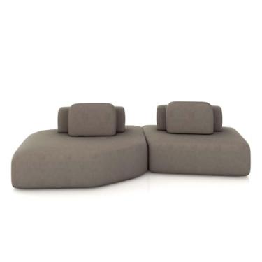 Imagem de Sofá Ilha Dakota 2 Módulos 310cm Encostos Almofadas Soltas Veludo Castor G33 - Gran Belo