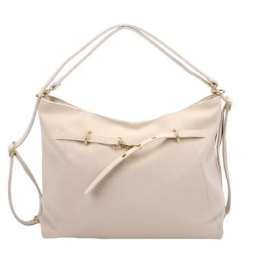 Imagem de SPYMINNPOO Bolsa Feminina, Bolsa de Ombro Casual de Couro PU de Grande Capacidade Mensageiro Elegante para Data de Escritório (Branco)