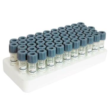 Imagem de Microtubo de Coleta Fluoreto de Sódio com EDTA K2 Sem Capilar, 0.5ml, Plástico, com Suporte, 50 Unidades