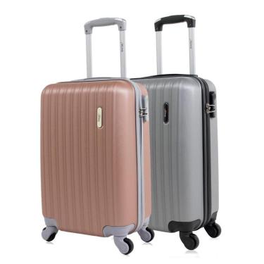 Imagem de Kit 2 malas de viagem bordo 10kg Londres Prata e Rose Swiss Move-Unissex