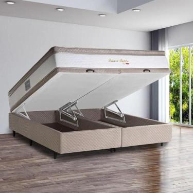 Imagem de Box Baú King Herval Space, Molas, Suede Bege, 46x193x203 cm
