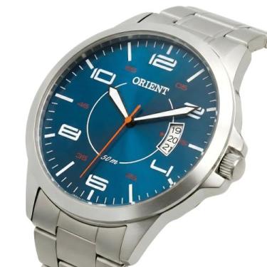 Imagem de Relógio Orient Masculino Mbss1381 Prata Azul Preto Branco, Azul, 4,4 c