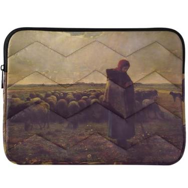 Imagem de Capa protetora para laptop Fran?ois Millet Shepherdess com estampa personalizada para MacBook Pro de 14 polegadas, capa para notebook fofa universal de 13 a 14 polegadas