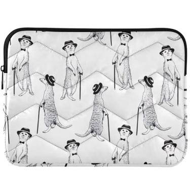 Imagem de Capa para laptop Gentleman Meerkat preta e branca para MacBook Air 13 polegadas capa para notebook capa para notebook capa universal 13-14 polegadas