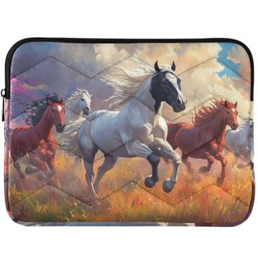 Imagem de Capa acolchoada para laptop com pintura de cavalos de corrida personalizada para computador de 13 a 14 polegadas, acessórios de computador para MacBook Pro de 13 polegadas