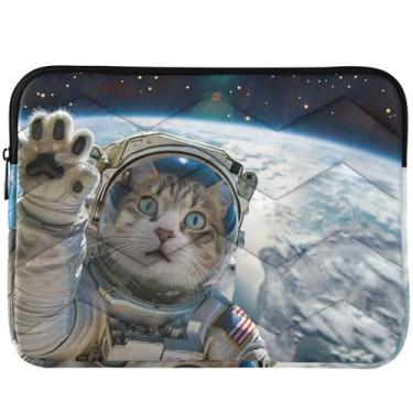 Imagem de Capa protetora divertida para laptop astronauta gato fofo capa protetora para notebook capa universal para laptop de 13 a 14 polegadas