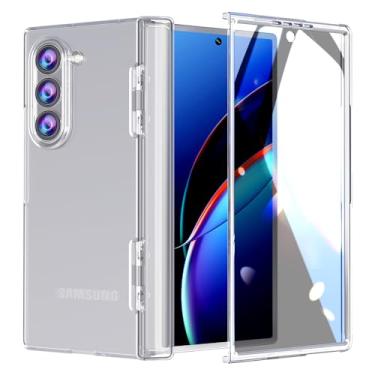 Imagem de FABSPARK Capa para Samsung Galaxy Z Fold 6 com película integrada, proteção de dobradiça, transparente cristalina, antiamarela, ajuste fino, acrílico rígido para Samsung Z Fold 6, transparente