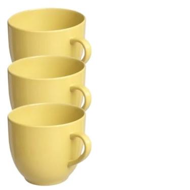 Imagem de Jogo 6 3 Xicaras de Café Chá Porcelana 170 ml (sem pires) - Rosa Amarela Branco Preto Chicara Xicara (Xicara Amarela 3 un)