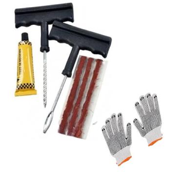Imagem de Kit Reparo Para Pneu Automotivo 6 Peças + Luva De Malha Pigmentada