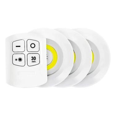 Imagem de Kit 3 Spots Led Redondo Sobrepor Sem Fio Com Controle Remoto 5W Á Pilh