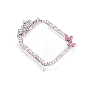 Imagem de AKABEILA Compatível com Apple Watch 7/8/9 45 mm, capa protetora feminina Gils glitter diamante strass bumper para iWatch Smartwatch acessórios coroa - Prata