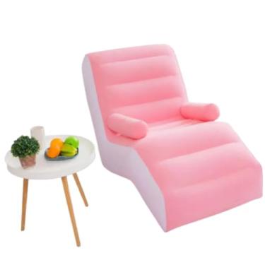 Imagem de Sofá Inflável Portátil com Braços e Apoio – Espaçoso, Confortável e Prático para Sala ou Descanso(ROSA)