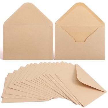 Imagem de Envelopes marrons premium de 240 peças de envelopes de 10 x 15 cm com aba de contorno - Envelope de convite de 120 GSM para casamento, formatura, cartões de felicitações e correspondência de negócios