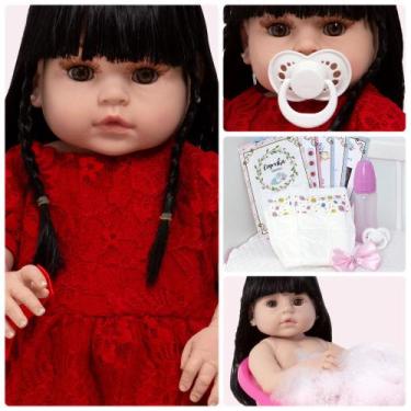 Imagem de Bebe Reborn Barata de Silicone Morena Linda Diversos Itens - Cegonha R
