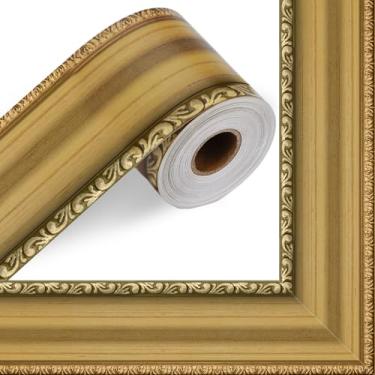 Imagem de Moldura dourada de 23,8 m, borda de quadro de avisos, moldura clássica, corte em matriz, acabamento reto, borda enrolada, quadro de avisos, decoração para sala de aula, sala de aula, casa, escritório