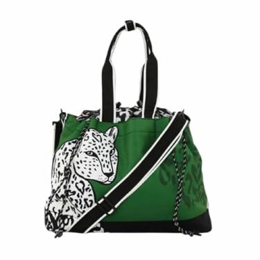 Imagem de Bolsa de Praia com Estampada, Poliéster, 40x28x16 cm, com Alças Ajustáveis e Bolsos Internos, Farm Original Feminina Transversal (Verde e vermelho onça e tucano)