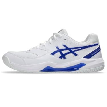 Imagem de ASICS Tênis masculino Gel-Dedicate 8, Branco/cobalto escuro, 39