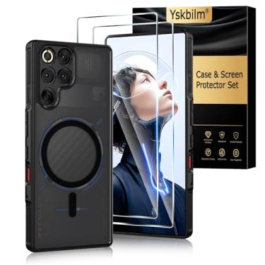 Imagem de Yskbilm Capa magnética para Nubia Red Magic 11 Pro/11 Pro +, com 2 protetores de tela, capa magnética fina à prova de choque para Red Magic 11 Pro/11Pro +, preta