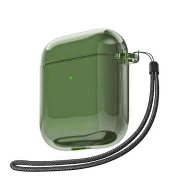 Imagem de Svanove Capa transparente para AirPods com alça, linda capa de plástico rígido transparente para AirPods 1ª 2ª geração com corda, capas protetoras femininas Y2K TPU à prova de choque para mulheres e