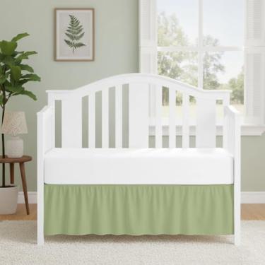 Imagem de Saia para cama de berço de luxo 71 cm x 132 cm com queda de 35 cm, macia e respirável, com babados, serve para berços e crianças pequenas, tecido de microfibra, saia de cama com babados, para bebês