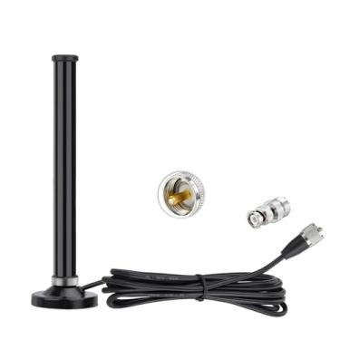 Imagem de Bingfu Rádio amador de banda dupla PL259 Antena VHF UHF 136-174MHz 400-470MHz para BTECH ICOM Yaesu Midland TYT AnyTone​ Rádio móvel amador - Base magnética forte com cabo coaxial RG58 de 16,4 pés